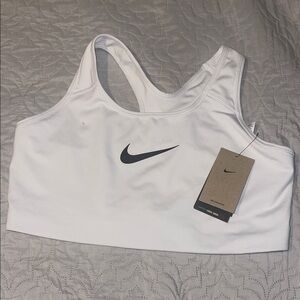 Nike Women's White Sports Bra with Black Logo